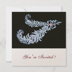 Invitation PIEDS DE DIAMONDE, Mariage ROSE RIBBON noir blanc