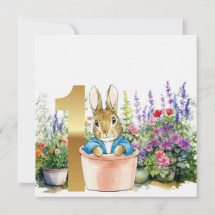 Invitation Pierre le lapin dans un pot premier anniversaire