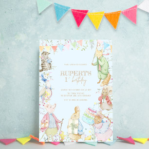 Invitation Pierre le lapin Premier anniversaire bleu