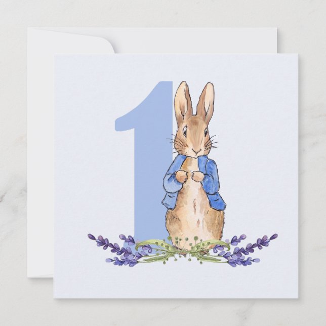 Invitation Pierre le premier anniversaire du lapin (Devant)