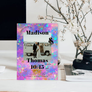 Invitation Pierre Opale Or 1 Photo Bold Minimaliste Mariage