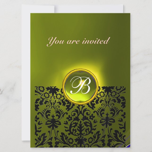 Invitation PIERRE PRÉCIEUSE DAMASQUINÉE MONOGRAMME topaze jau (Devant)