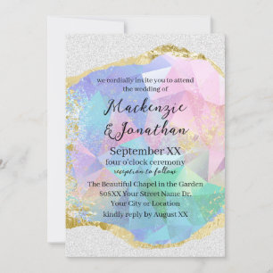 Invitation Pierre précieuse opale glamour avec mariage en or