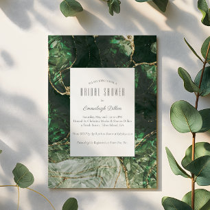Invitation Pierre précieuse vert olive foncé Baby Shower