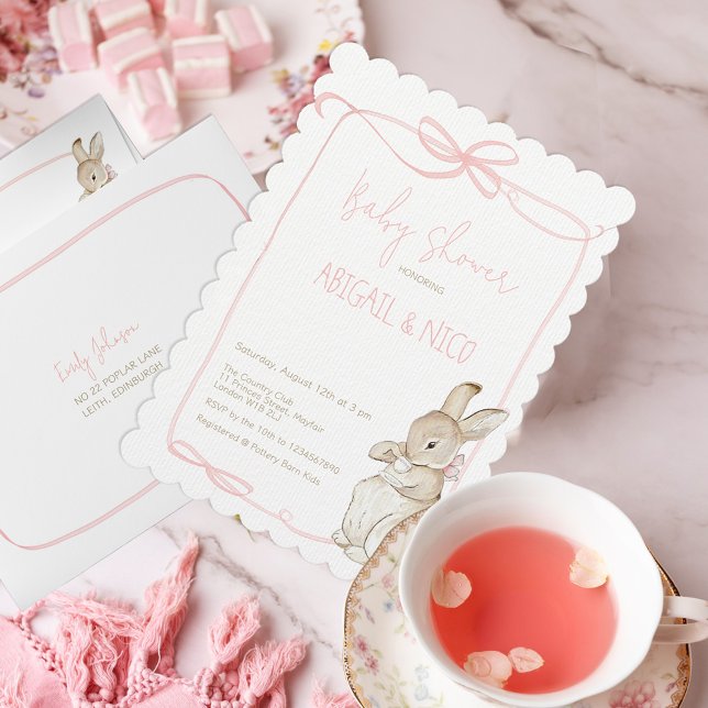 Invitation Pierre rose le lapin Baby shower Beatrix (Créateur téléchargé)