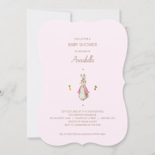 Invitation Pierre rose simple, lapin