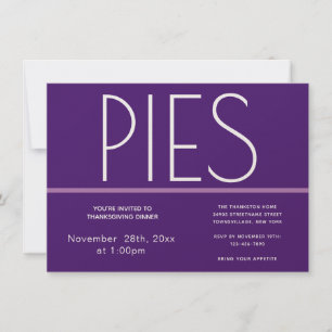 Invitation Pies Minimalistes Dîner Thanksgiving