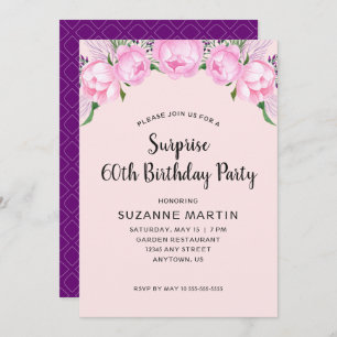 Invitation Pies roses  Surprise 60e anniversaire