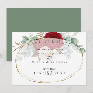 Invitation Pies rouges et blanches avec Feuilles d'Eucalyptus