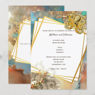 Invitation Pieuvre de récif marine nautique aquarelle vie mar