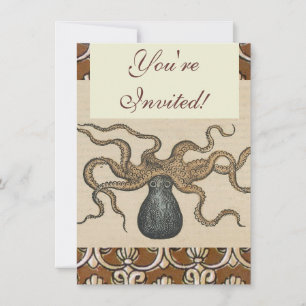 Invitation Pieuvre Kraken Antique Faune Marine Côtière