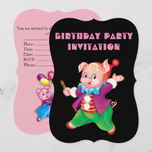 Invitation piglet rose joyeux
