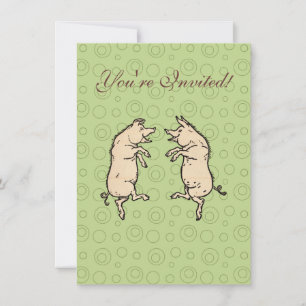 Invitation Pigs Danser Antique Piggy Dance Jig