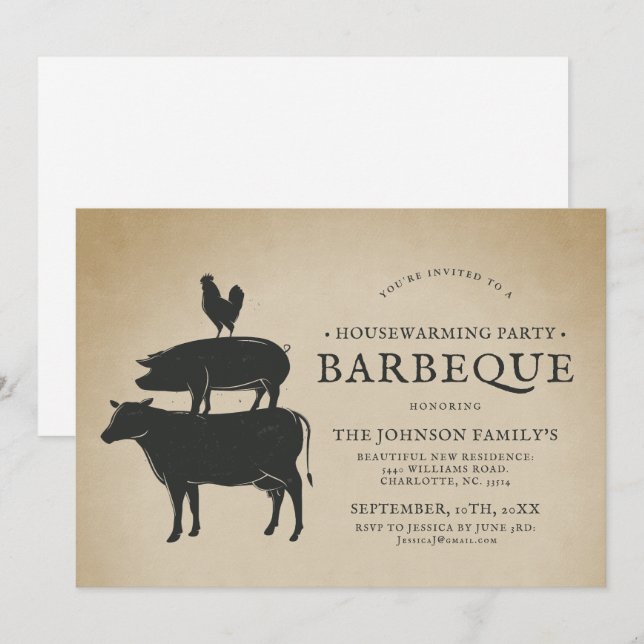 Invitation Pile animale| Barbecue sur le réchauffement climat (Devant / Derrière)