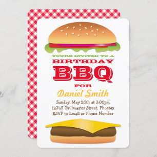 Invitation Pile Cheeseburger BBQ d'anniversaire