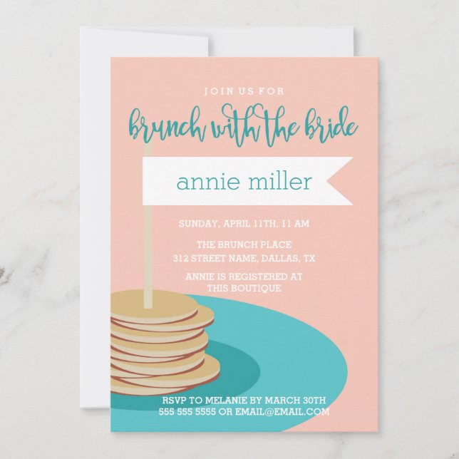 Invitation Pile de Fête de la mariée de brunch des crêpes | (Devant)