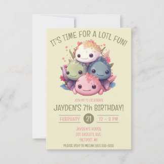Invitation Pile mignonne d'Axolotls Anniversaire