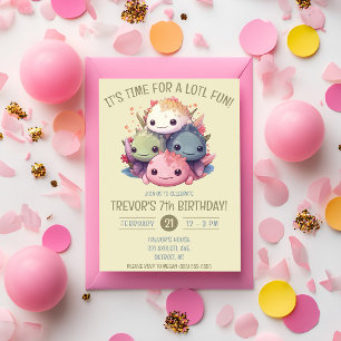 Invitation Pile mignonne d'Axolotls Anniversaire
