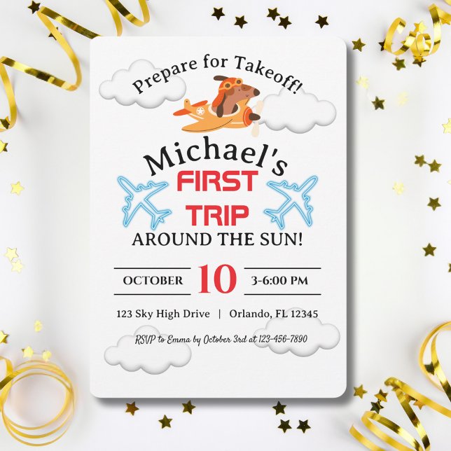 Invitation Pilote de chien avion volant, Anniversaire de enfa (Créateur téléchargé)