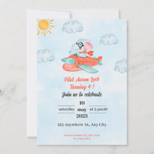 Invitation Pilote d'invitation pour l'anniversaire de l'éléph