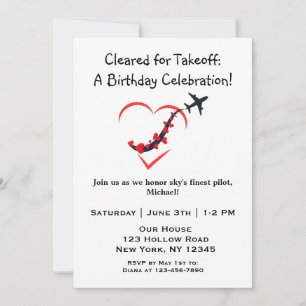 Invitation Pilote le plus talentueux du ciel,Avion Cœur,Anniv