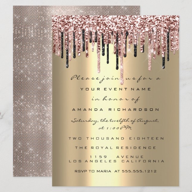 Invitation Pilotes Rose Anniversaire Mariage nuptiale Elégant (Devant / Derrière)