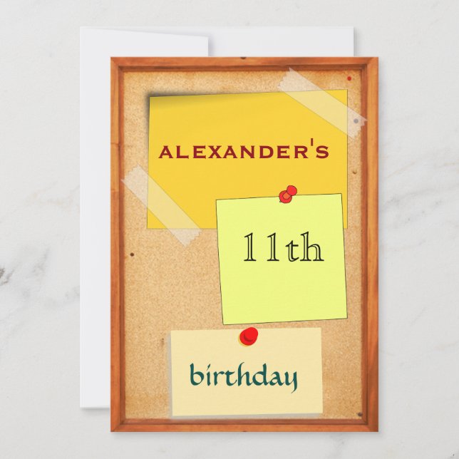 Invitation Pin Board Boys 11e anniversaire (Devant)