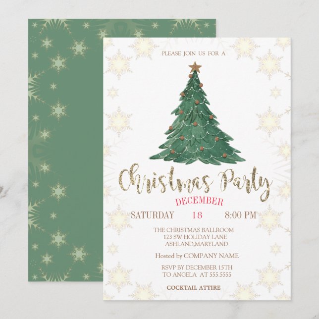 Invitation Pin de Noël, Snowflics Green Company (Devant / Derrière)