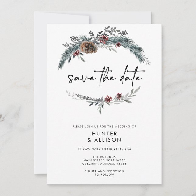Invitation Pin d'hiver Enregistrer la date (Devant)
