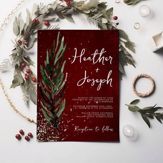 Invitation Pin d'hiver et Mariage de Noël Gold (Créateur téléchargé)