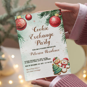 Invitation Pin et ornements Noël Échange de biscuits