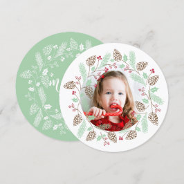Invitation Pin rouge et vert d'hiver et couronne de Noël Holl