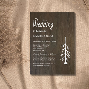 Invitation Pin simple Bois rustique Mariage Décontracté