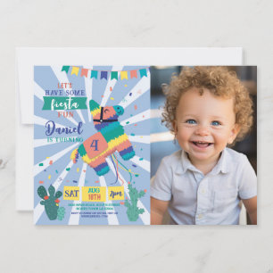 Invitation Piñata Anniversaire Fête Bleue Photo mexicaine