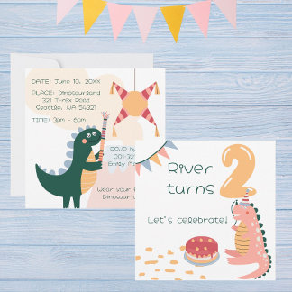 Invitation Piñata d'anniversaire fantaisiste en forme de dino