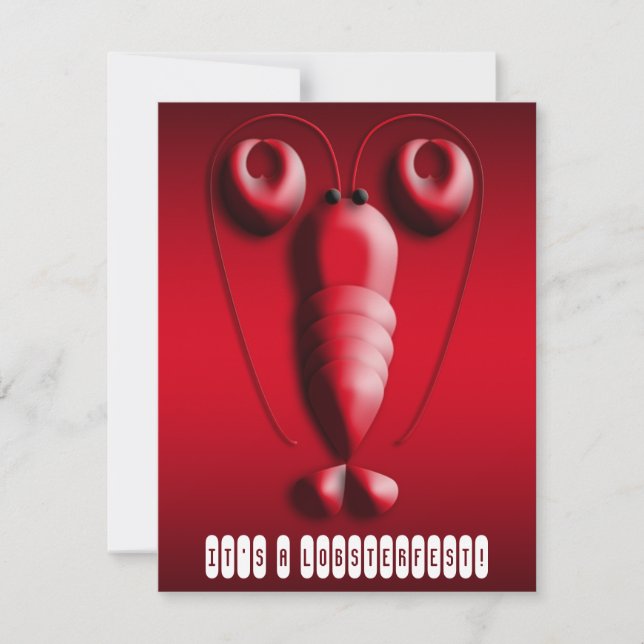 Invitation Pince en forme de coeur de homard rouge mignon de (Devant)