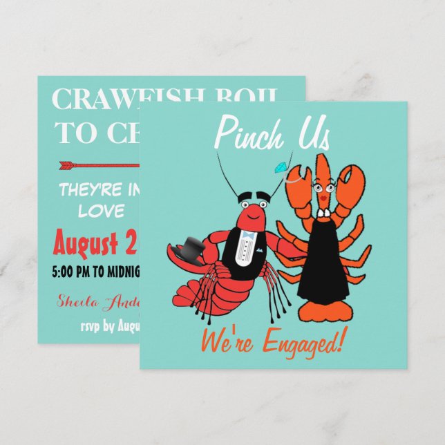 Invitation Pince-nous Nous sommes engagés Crayfish Boil Showe (Devant / Derrière)