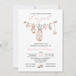 Invitation Pinceau aquarelle Little putter est en route Baby