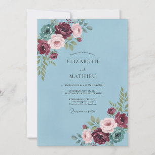 Invitation Pinceau de Fleur Bleue pour Mariage