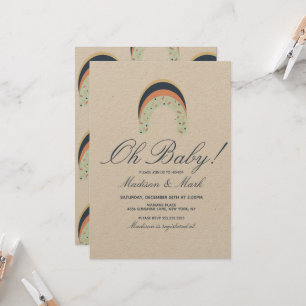 Invitation Pinceau de paillettes arc-en-ciel Baby Shower Rust