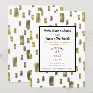 Invitation Pinceau Moderne Peinture Or Cuivre Bronze Mariage