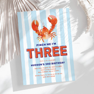 Invitation Pincez-Moi, j'ai Trois Ans Anniversaire du Homard