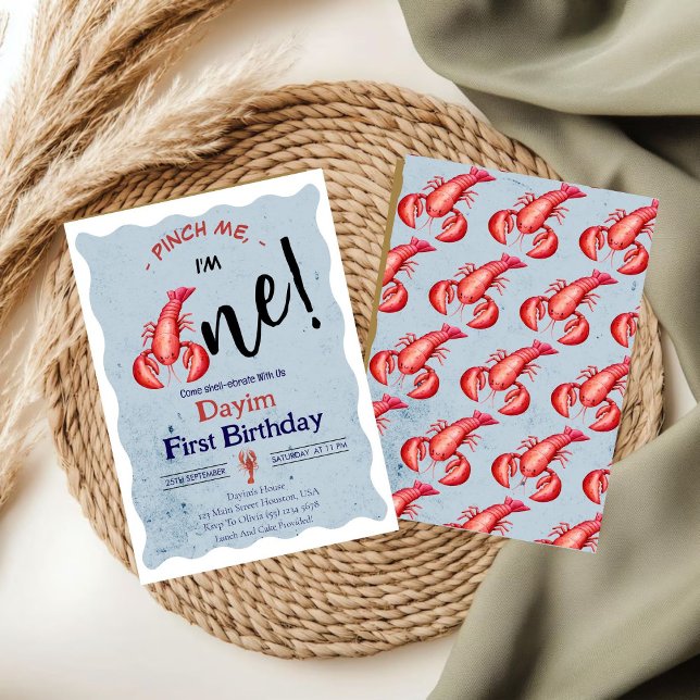Invitation Pinch Me, I'm One Lobster Boy 1st Birthday (Créateur téléchargé)