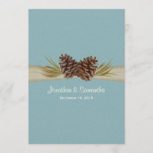 Pine Cones et Burlap Winter Blue Mariage