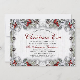 Invitation Pine Cones Holly Berry Branche Rustique Noël Révei