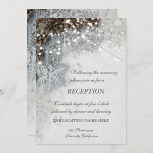 Invitation Pine Cônes, Snowflakes Réception De Mariage