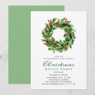 Invitation Pine Cones Wreath Corporate Christmas Party
