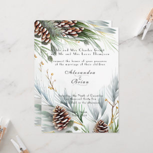 Invitation Pine d'hiver cônes Pins de neige Branches
