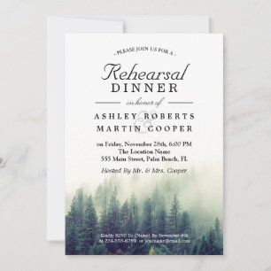 Invitation Pine Tree Forest Dîner de la répétition de mariage
