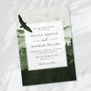 Invitation Pine Tree Forest Rustique thème Aquarelle Mariage